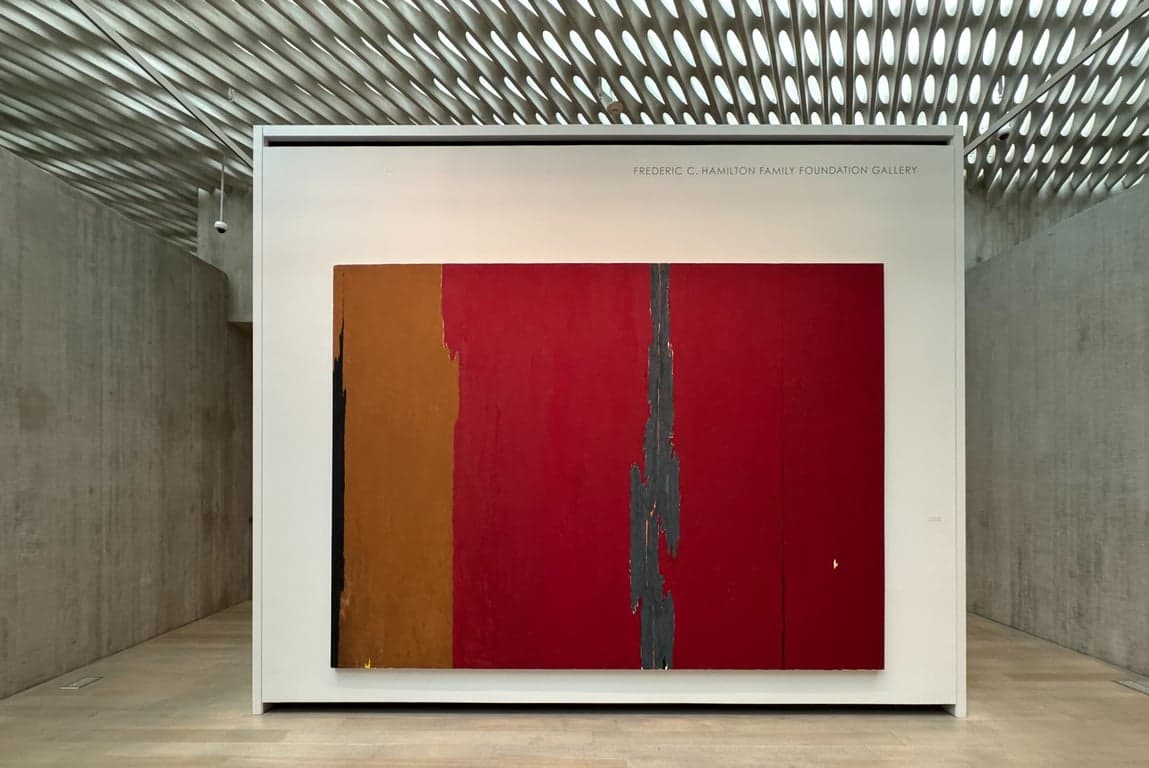 Large red abstract painting by Clyfford Still