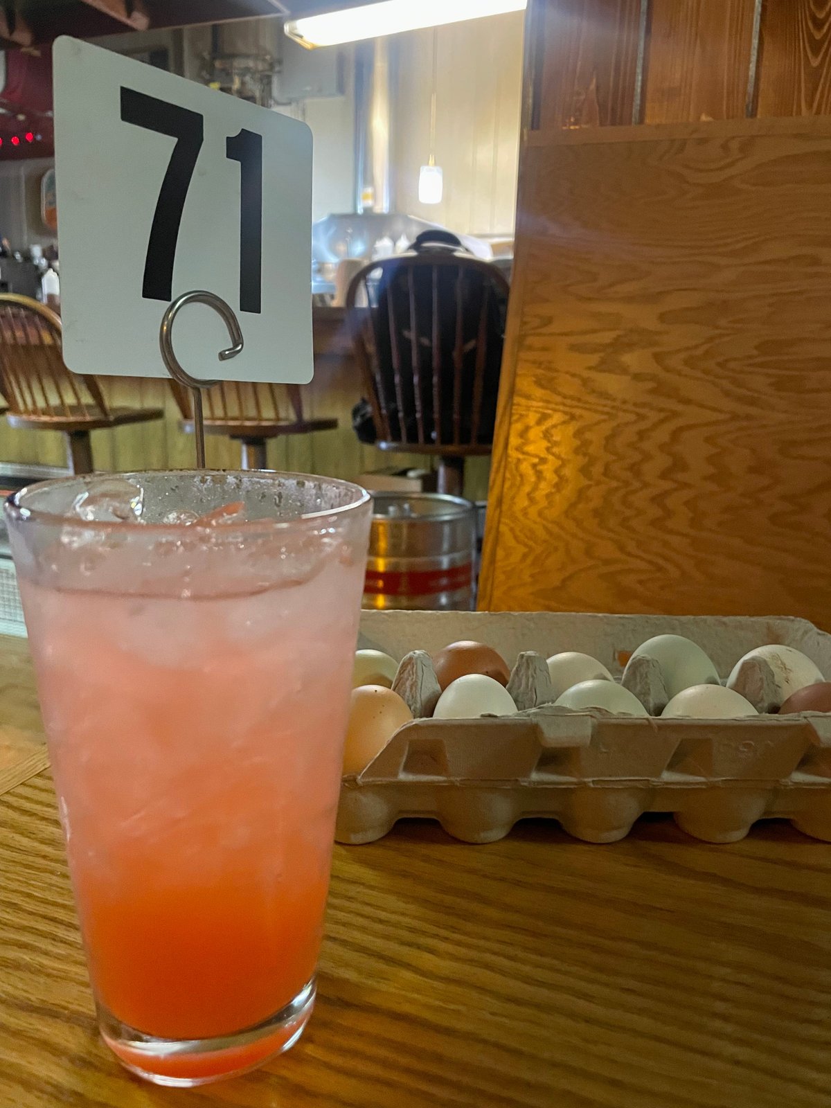 Fresh eggs and a greyhound cocktail